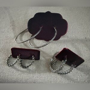 Three pair Hoop Earring Set with Burgundy Display Cards